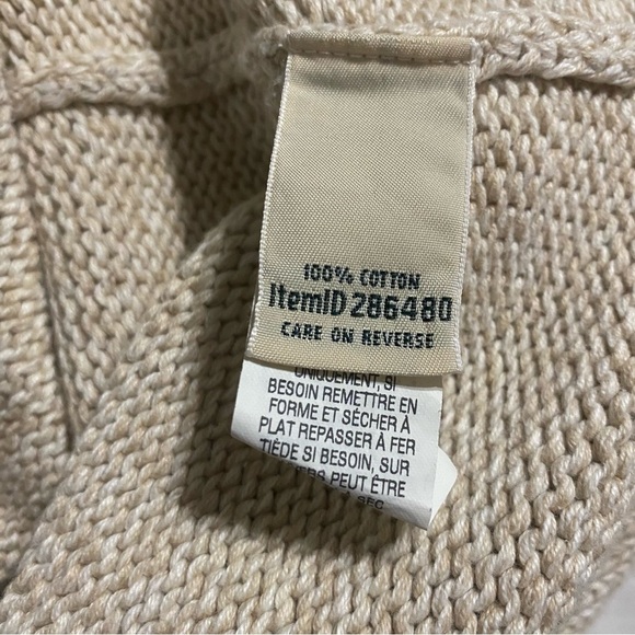 LL Bean Beige Cotton Knit V Neck Tunic Length Sweater - Picture 5 of 5